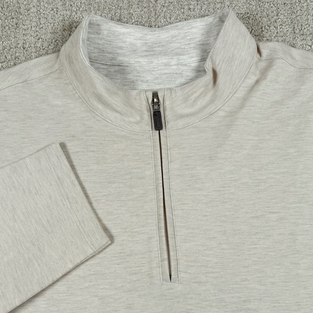 Mizzen+Main Mens Large Beige 1/4 Zip Performance Pullover Sweater